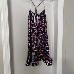 PJ COUTURE Women's Lg T-Back Chemise NWT Satin Feel /Ruffled Hem/Nautical